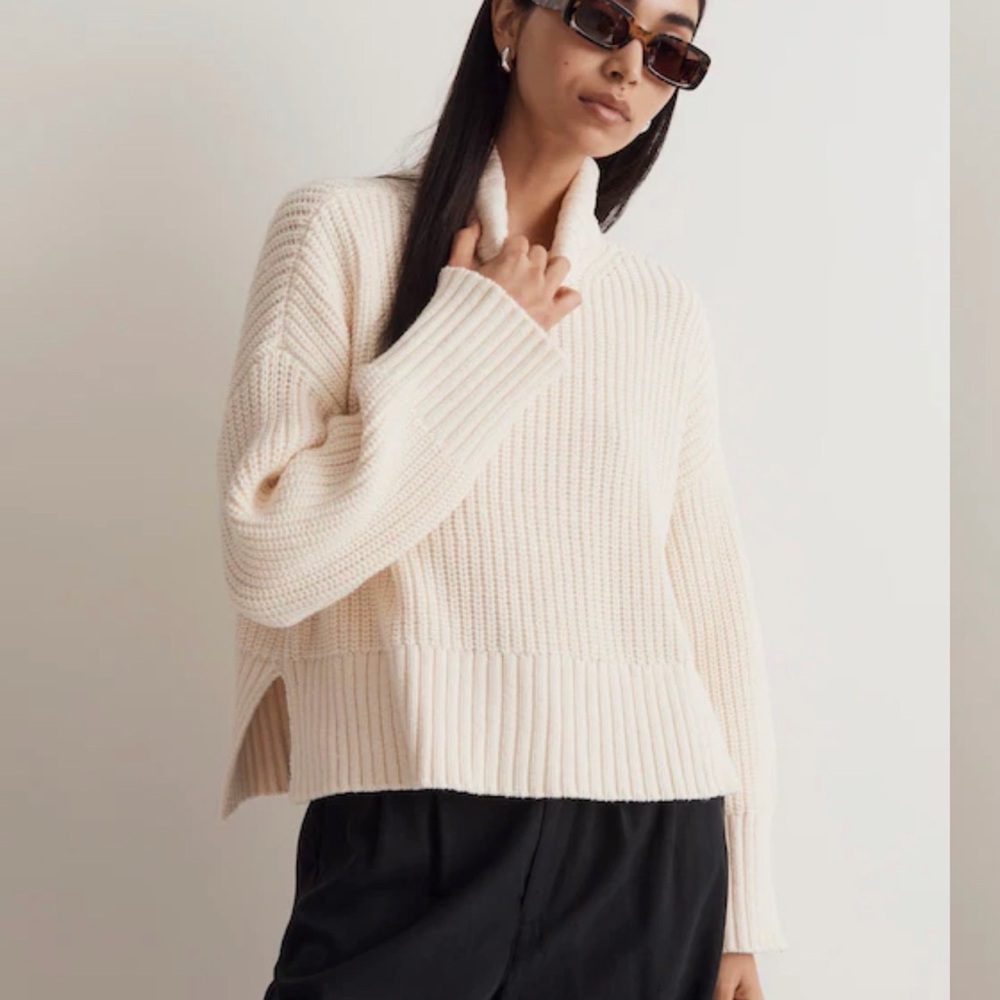 Madewell Ribbed Turtleneck Sweater – Ivory | Size S | Excellent